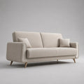 3-Sitzer-Sofa mit 2 Kissen, Polyesterbezug in Leinenoptik, Beige/Naturbraun, 200 × 88 × 89 cm