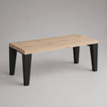 Rechteckiger Esstisch aus MDF mit Eichenfurnier und Stahlbeinen, Natur-Eiche/Schwarz, 160 × 80 × 75 cm