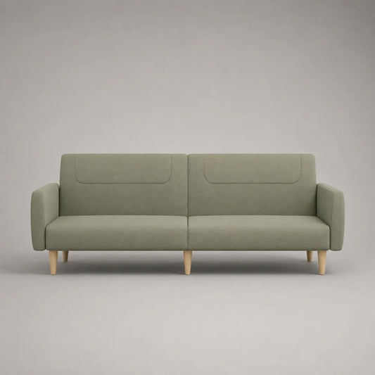 Geradliniges 3-Sitzer-Sofa mit Polyesterbezug und Massivholzfüßen, Salbeigrün, 195 × 78 × 82 cm