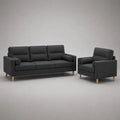2-teilige Sofagarnitur aus 3-Sitzer-Sofa und Sessel, Stoffbezug und Holzfüße, Dunkelgrau/Natur, 190 × 80 × 86 cm und 82 × 80 × 86 cm