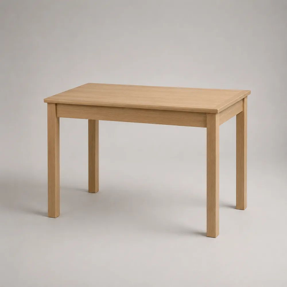 Quadratischer Esstisch aus MDF mit Eichenfurnier und Kautschukholz, Natur, 80 × 80 × 75 cm